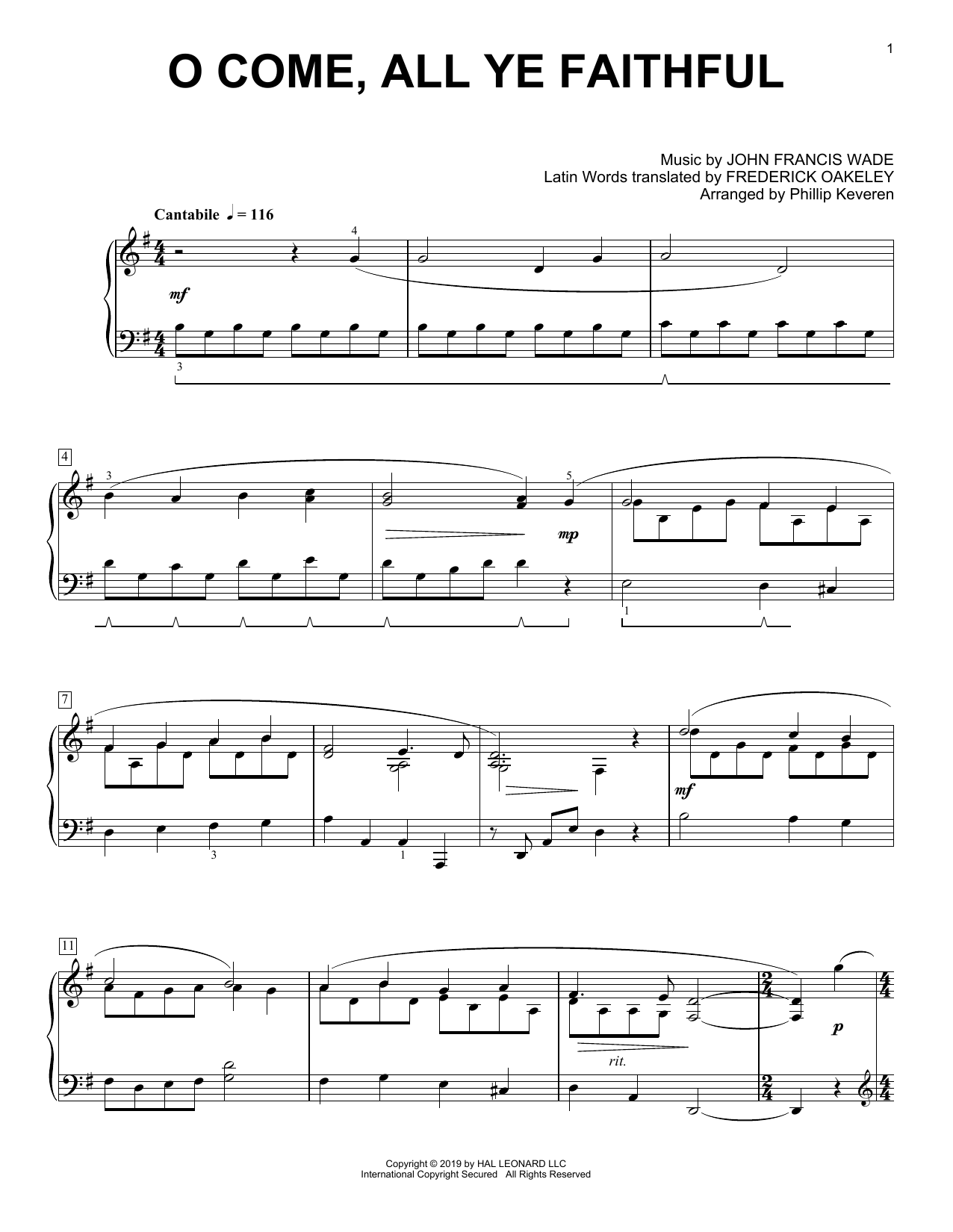 Christmas Carol O Come, All Ye Faithful [Classical version] (arr. Phillip Keveren) sheet music notes and chords. Download Printable PDF.