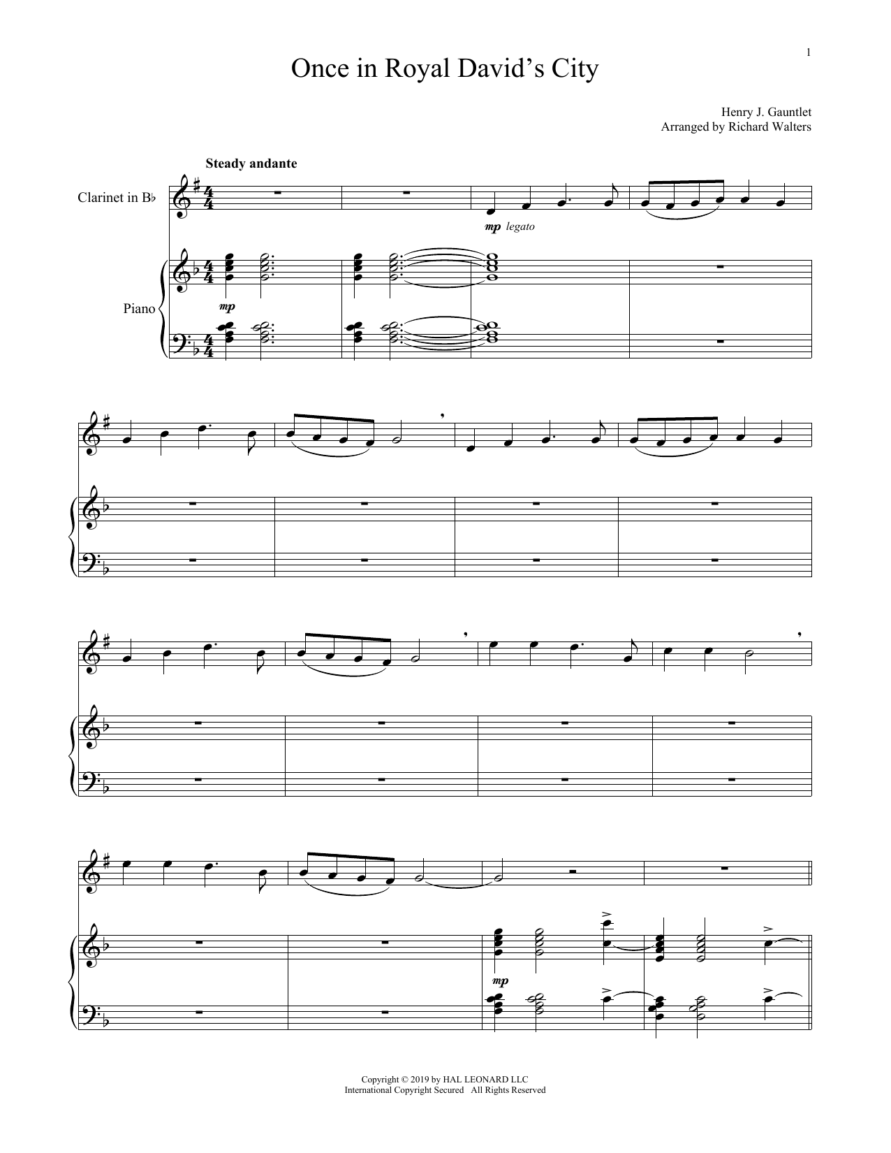 Christmas Carol Once In Royal David's City sheet music notes and chords. Download Printable PDF.