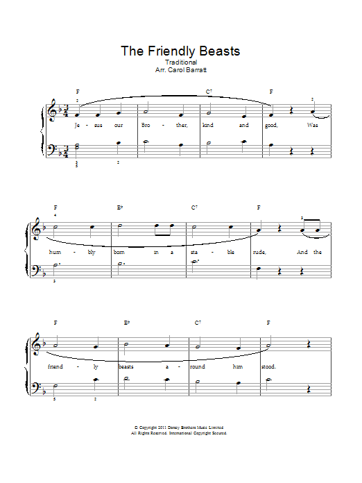 Traditional Carol The Friendly Beasts sheet music notes and chords arranged for Piano & Vocal