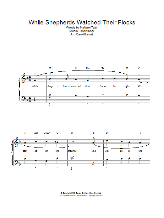 Learn to play Christmas Carol While Shepherds Watched Their Flocks sheet music for Piano & Vocal in minutes. Price: 6.9900$ Christmas Carol While Shepherds Watched Their Flocks sheet music notes and chords arranged for Piano & Vocal