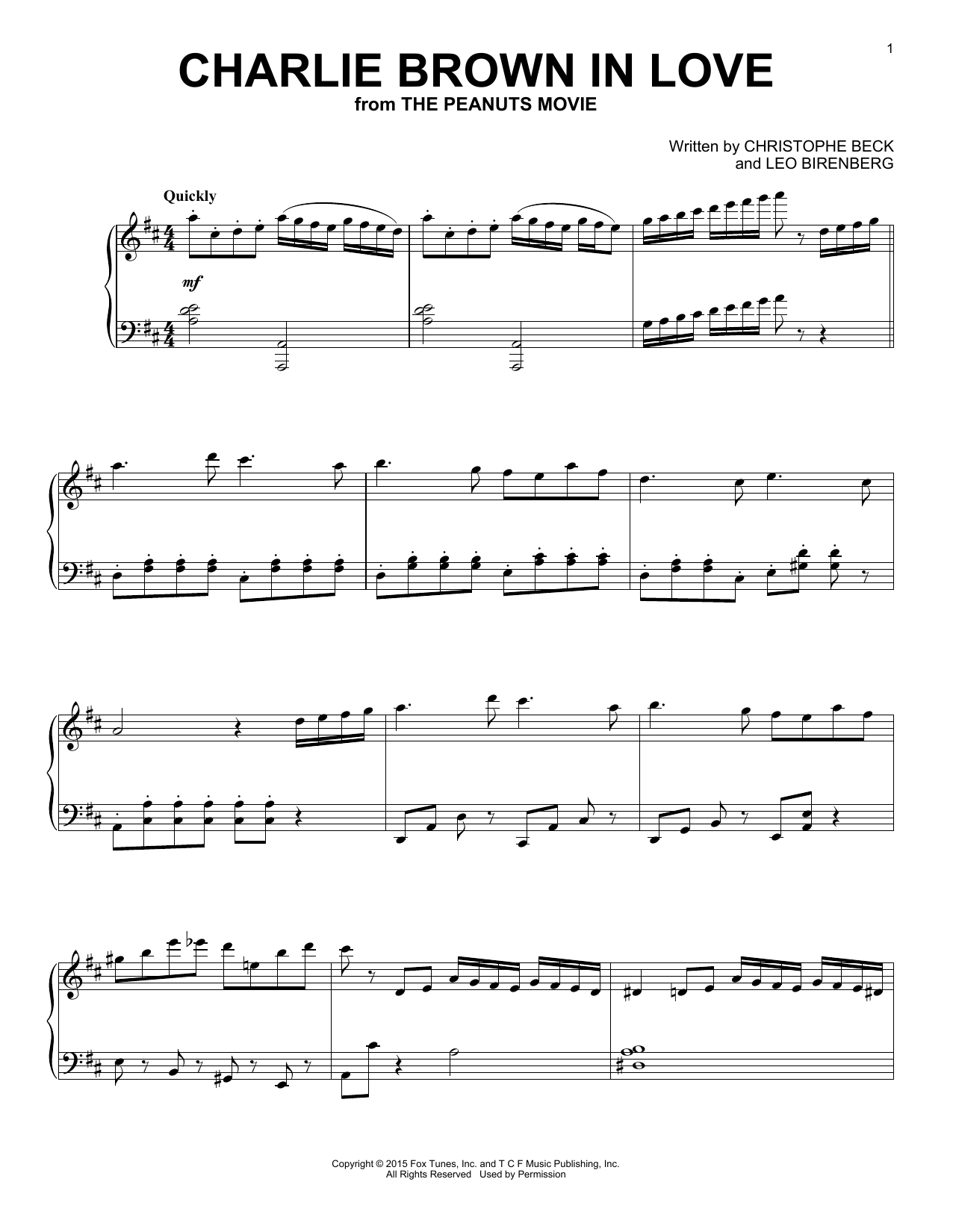 Learn to play Christophe Beck Charlie Brown In Love sheet music for Piano Solo in minutes. Price: 7.8900$ Christophe Beck Charlie Brown In Love sheet music notes and chords arranged for Piano Solo