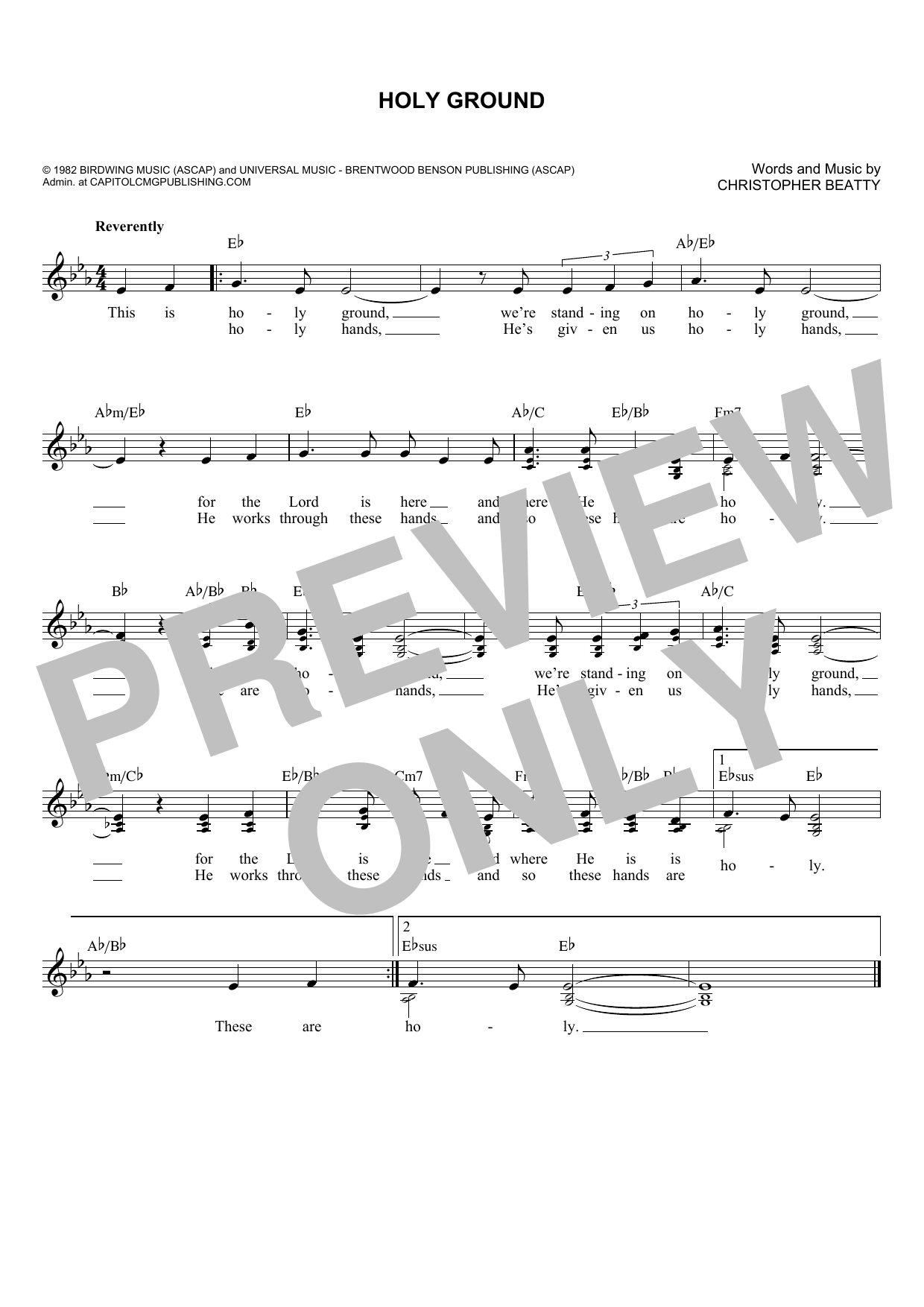 Christopher Beatty Holy Ground sheet music notes and chords. Download Printable PDF.