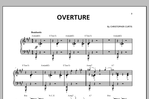 Learn to play Christopher Curtis Overture sheet music for Piano & Vocal in minutes. Price: 7.8900$ Christopher Curtis Overture sheet music notes and chords arranged for Piano & Vocal