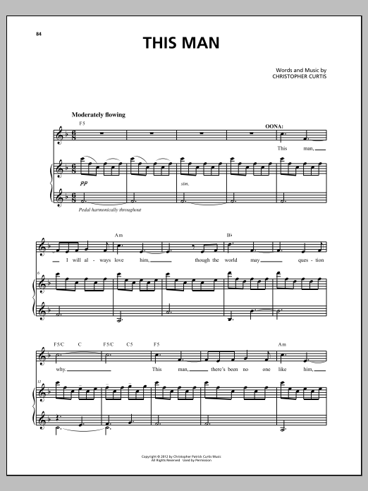 Learn to play Christopher Curtis This Man sheet music for Piano & Vocal in minutes. Price: 7.8900$ Christopher Curtis This Man sheet music notes and chords arranged for Piano & Vocal