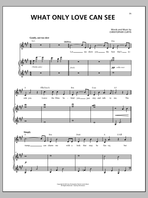 Christopher Curtis What Only Love Can See sheet music notes and chords. Download Printable PDF.