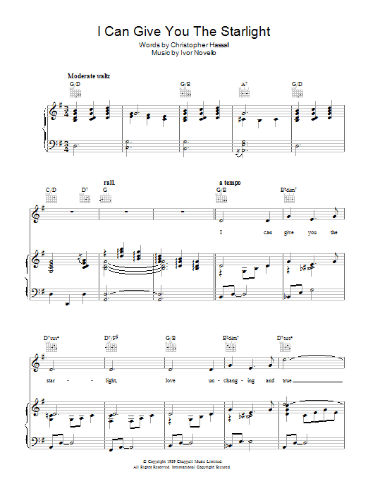 Christopher Hassall I Can Give You The Starlight sheet music notes and chords. Download Printable PDF.