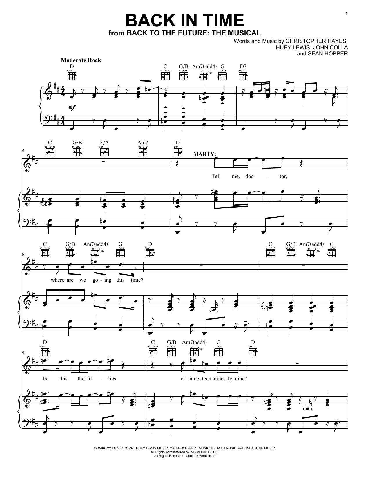 Christopher Hayes Back In Time (from Back To The Future: The Musical) sheet music notes and chords. Download Printable PDF.