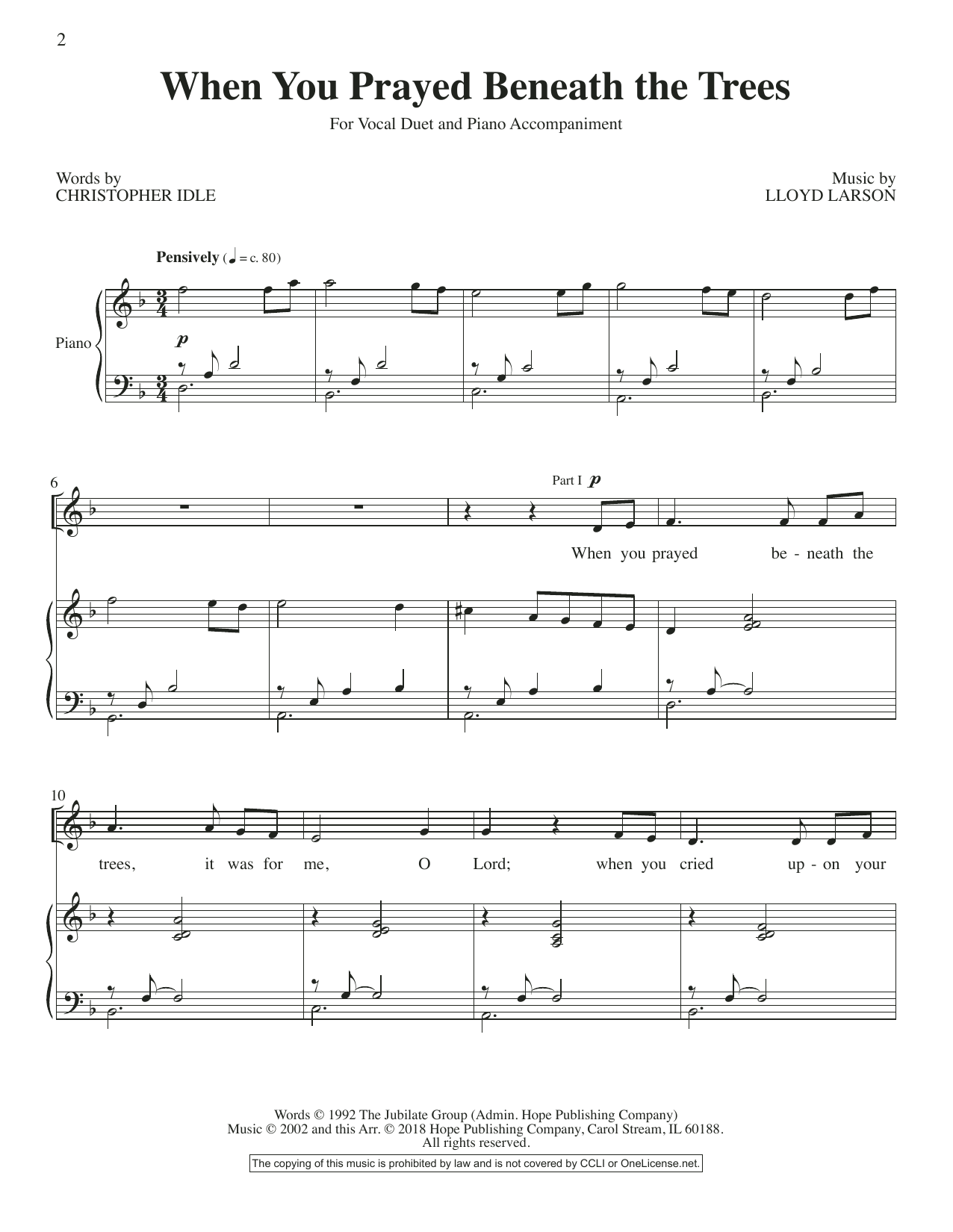 Learn to play Christopher Idle When You Prayed Beneath The Trees sheet music for Vocal Duet in minutes. Price: 7.8900$ Christopher Idle When You Prayed Beneath The Trees sheet music notes and chords arranged for Vocal Duet