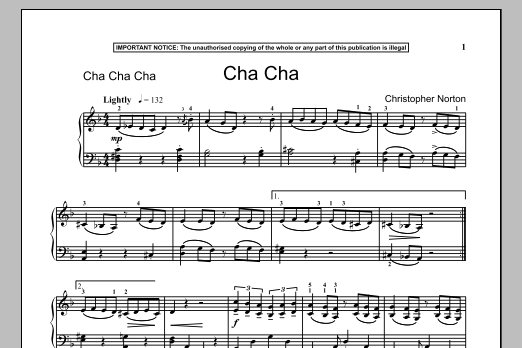 Learn to play Christopher Norton Cha Cha sheet music for Piano Solo in minutes. Price: 7.8900$ Christopher Norton Cha Cha sheet music notes and chords arranged for Piano Solo