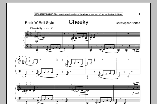 Learn to play Christopher Norton Cheeky sheet music for Piano Solo in minutes. Price: 7.8900$ Christopher Norton Cheeky sheet music notes and chords arranged for Piano Solo