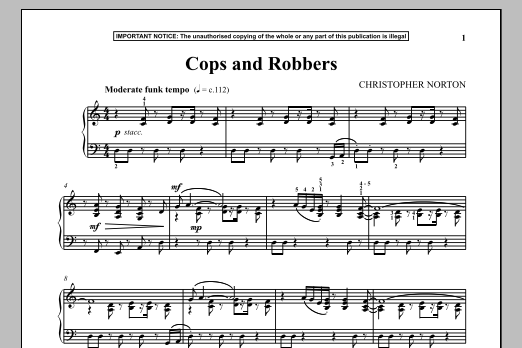 Learn to play Christopher Norton Cops And Robbers sheet music for Piano Solo in minutes. Price: 7.8900$ Christopher Norton Cops And Robbers sheet music notes and chords arranged for Piano Solo