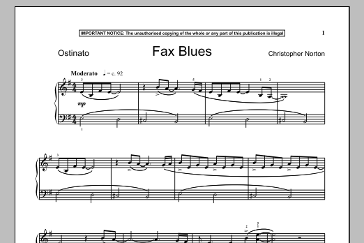 Learn to play Christopher Norton Fax Blues sheet music for Piano Solo in minutes. Price: 7.8900$ Christopher Norton Fax Blues sheet music notes and chords arranged for Piano Solo