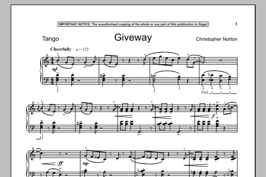 Learn to play Christopher Norton Giveway sheet music for Piano Solo in minutes. Price: 7.8900$ Christopher Norton Giveway sheet music notes and chords arranged for Piano Solo