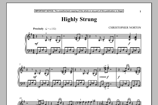 Learn to play Christopher Norton Highly Strung sheet music for Piano Solo in minutes. Price: 7.8900$ Christopher Norton Highly Strung sheet music notes and chords arranged for Piano Solo