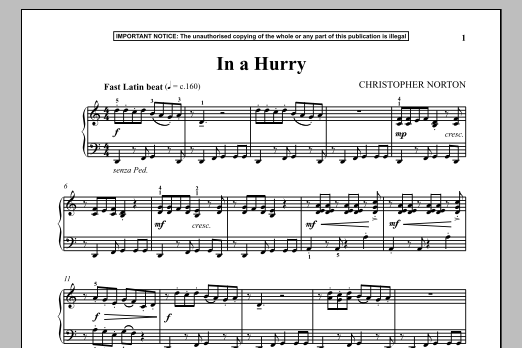 Learn to play Christopher Norton In A Hurry sheet music for Piano Solo in minutes. Price: 7.8900$ Christopher Norton In A Hurry sheet music notes and chords arranged for Piano Solo