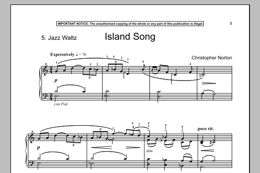 Learn to play Christopher Norton Island Song sheet music for Piano Solo in minutes. Price: 7.8900$ Christopher Norton Island Song sheet music notes and chords arranged for Piano Solo