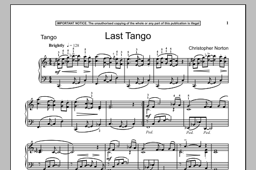 Learn to play Christopher Norton Last Tango sheet music for Piano Solo in minutes. Price: 7.8900$ Christopher Norton Last Tango sheet music notes and chords arranged for Piano Solo