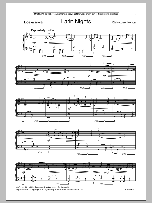 Learn to play Christopher Norton Latin Nights sheet music for Piano Solo in minutes. Price: 7.8900$ Christopher Norton Latin Nights sheet music notes and chords arranged for Piano Solo