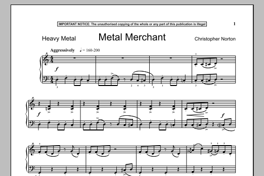 Learn to play Christopher Norton Metal Merchant sheet music for Piano Solo in minutes. Price: 7.8900$ Christopher Norton Metal Merchant sheet music notes and chords arranged for Piano Solo