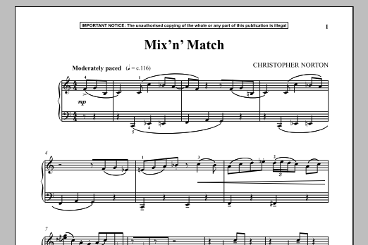 Learn to play Christopher Norton Mix N Match sheet music for Piano Solo in minutes. Price: 7.8900$ Christopher Norton Mix N Match sheet music notes and chords arranged for Piano Solo