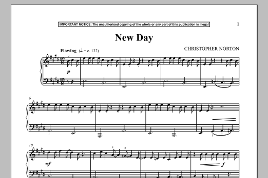 Learn to play Christopher Norton New Day sheet music for Piano Solo in minutes. Price: 7.8900$ Christopher Norton New Day sheet music notes and chords arranged for Piano Solo