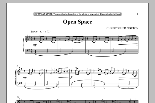 Learn to play Christopher Norton Open Space sheet music for Piano Solo in minutes. Price: 7.8900$ Christopher Norton Open Space sheet music notes and chords arranged for Piano Solo