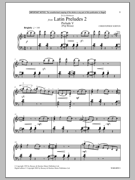 Christopher Norton Prelude V (Pop Bossa) (from Latin Preludes 2) sheet music notes and chords. Download Printable PDF.