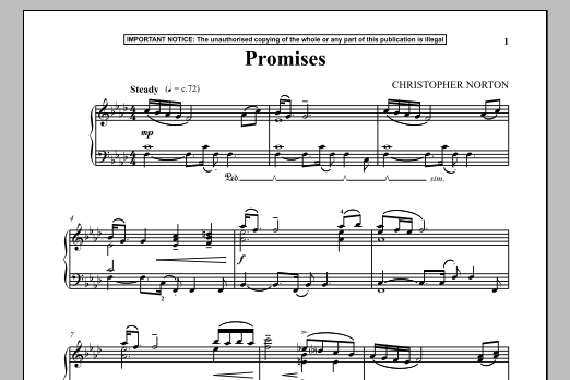 Learn to play Christopher Norton Promises sheet music for Piano Solo in minutes. Price: 7.8900$ Christopher Norton Promises sheet music notes and chords arranged for Piano Solo