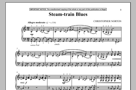 Learn to play Christopher Norton Steam Train Blues sheet music for Piano Solo in minutes. Price: 7.8900$ Christopher Norton Steam Train Blues sheet music notes and chords arranged for Piano Solo