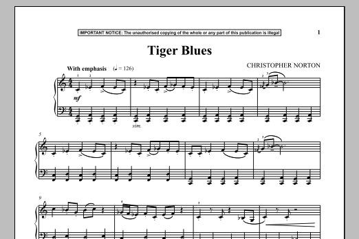 Learn to play Christopher Norton Tiger Blues sheet music for Piano Solo in minutes. Price: 7.8900$ Christopher Norton Tiger Blues sheet music notes and chords arranged for Piano Solo