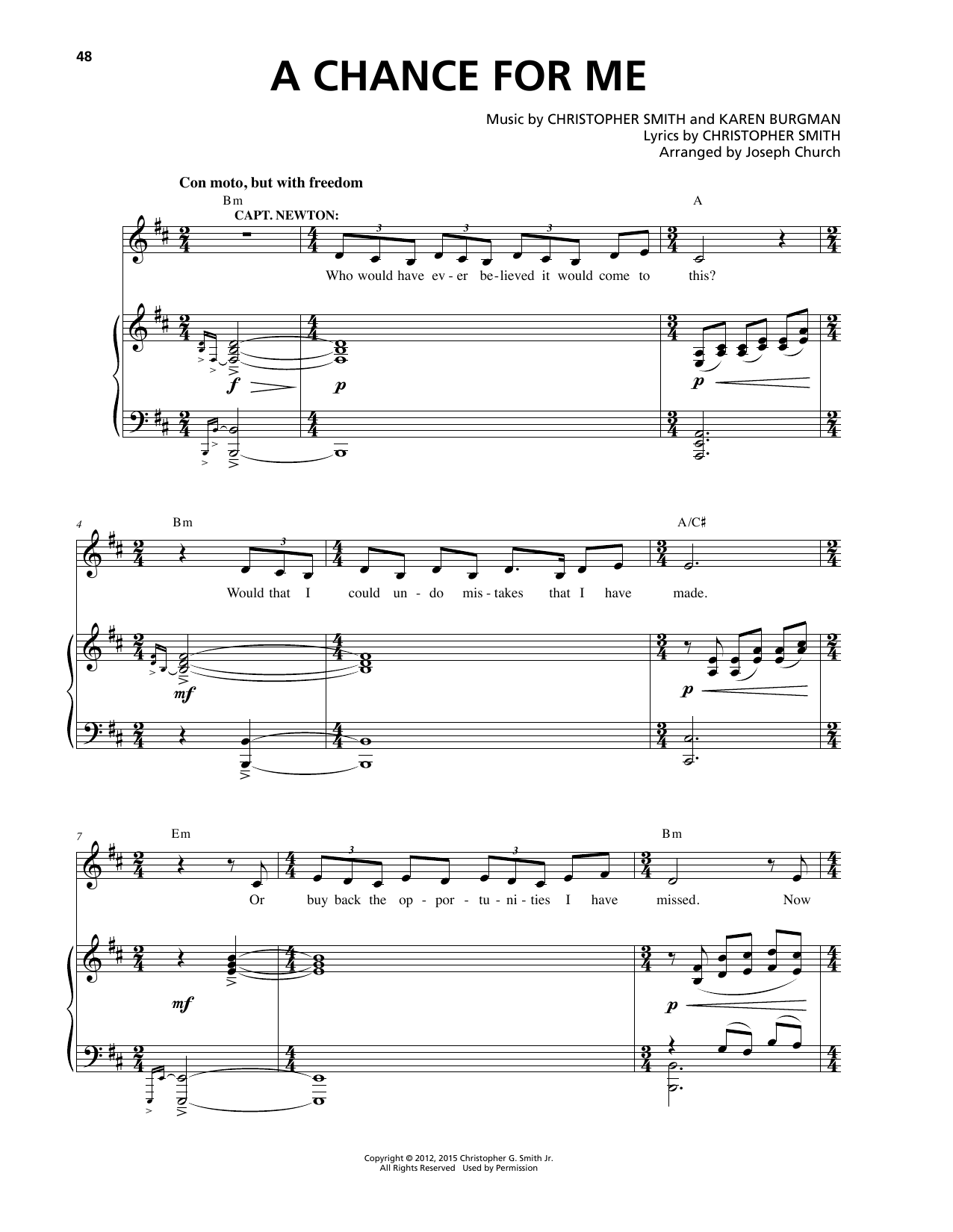 Learn to play Christopher Smith A Chance For Me sheet music for Piano & Vocal in minutes. Price: 7.8900$ Christopher Smith A Chance For Me sheet music notes and chords arranged for Piano & Vocal