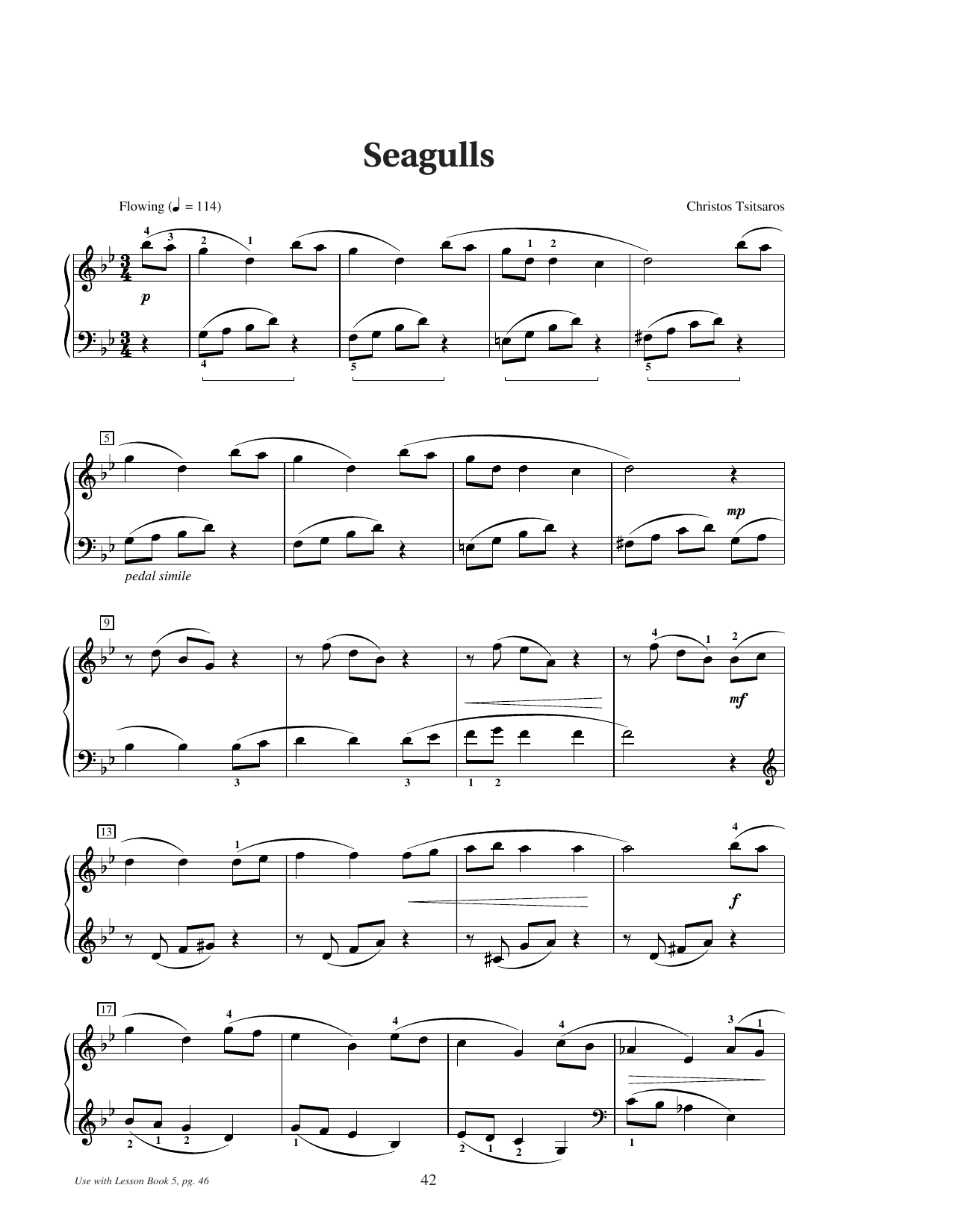 Christos Tsitsaros Seagulls sheet music notes and chords arranged for Educational Piano