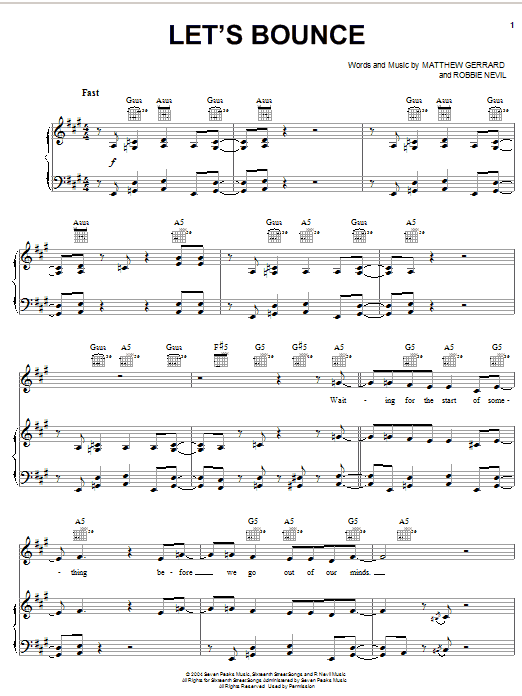 Christy Carlson Romano Let's Bounce sheet music notes and chords arranged for Piano, Vocal & Guitar Chords (Right-Hand Melody)