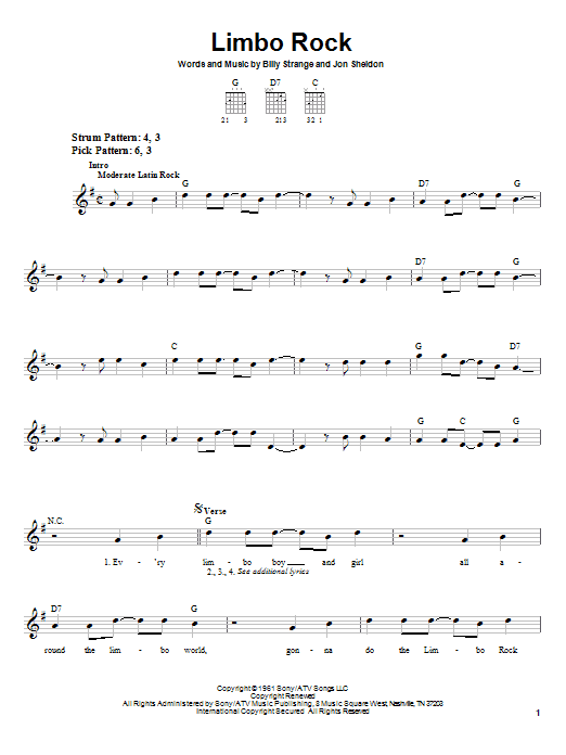 Chubby Checker Limbo Rock sheet music notes and chords arranged for Marimba Solo