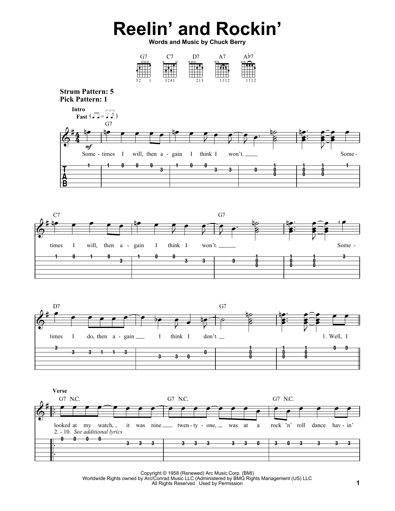 Chuck Berry Reelin' And Rockin' sheet music notes and chords. Download Printable PDF.