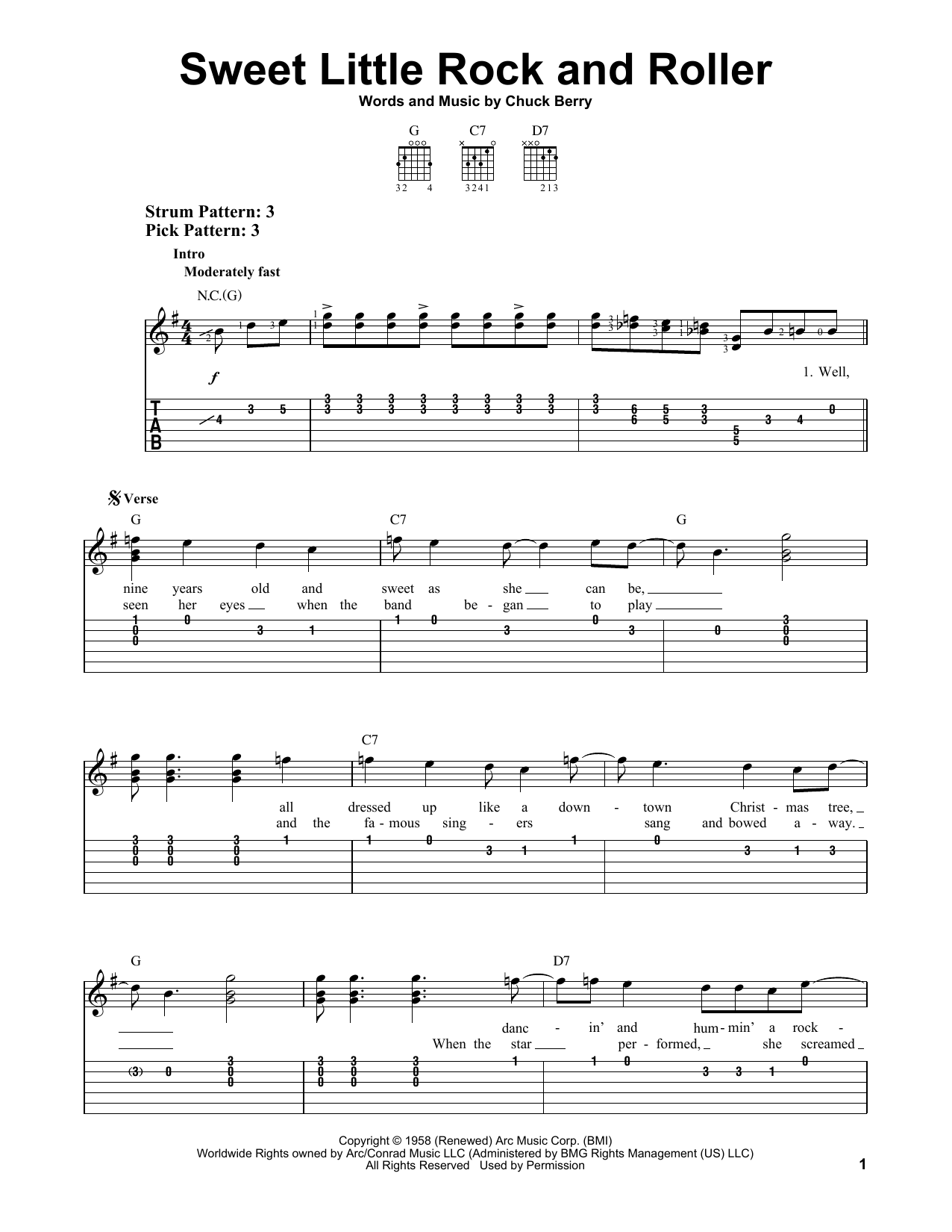 Chuck Berry Sweet Little Rock And Roller sheet music notes and chords. Download Printable PDF.