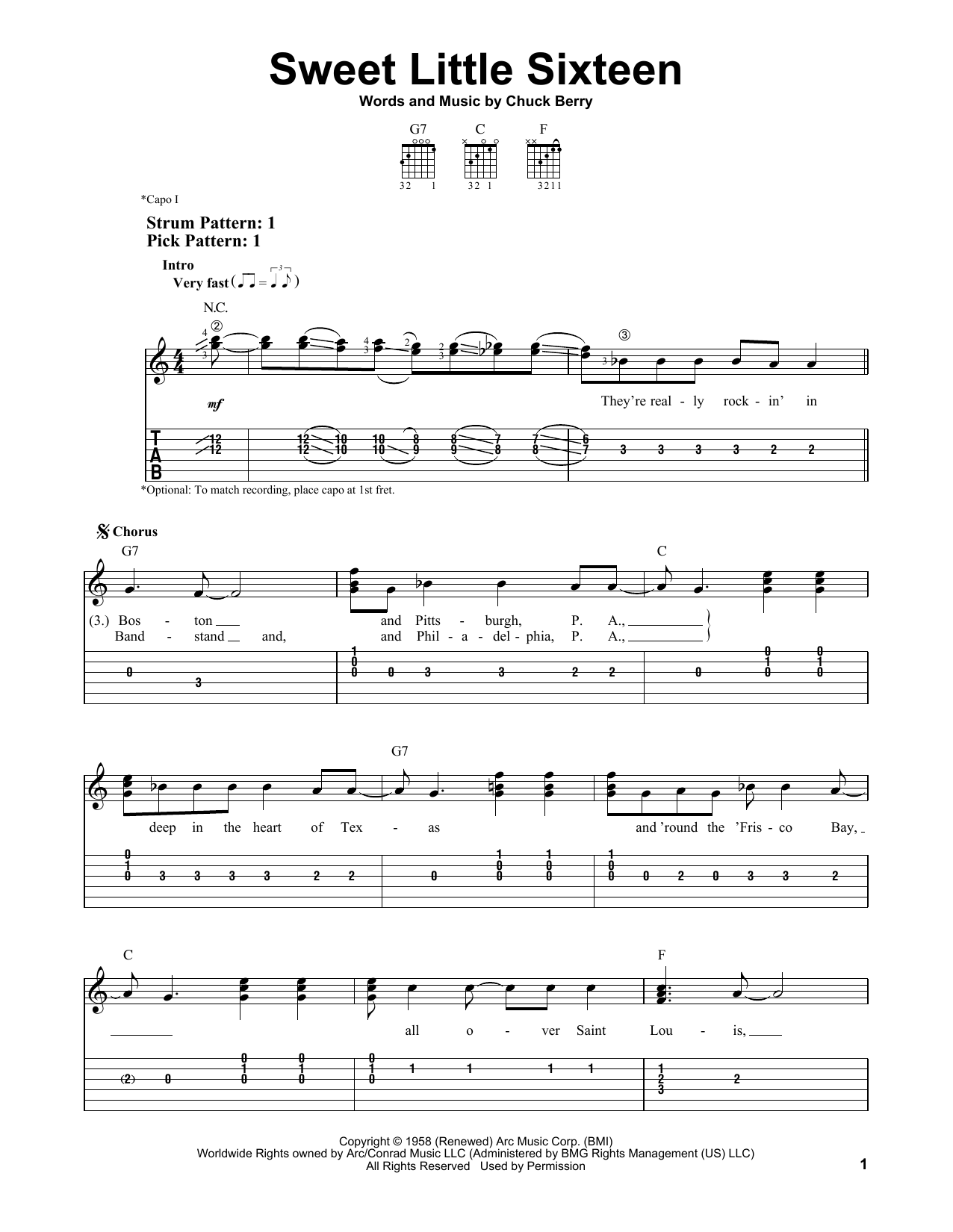 Chuck Berry Sweet Little Sixteen sheet music notes and chords. Download Printable PDF.