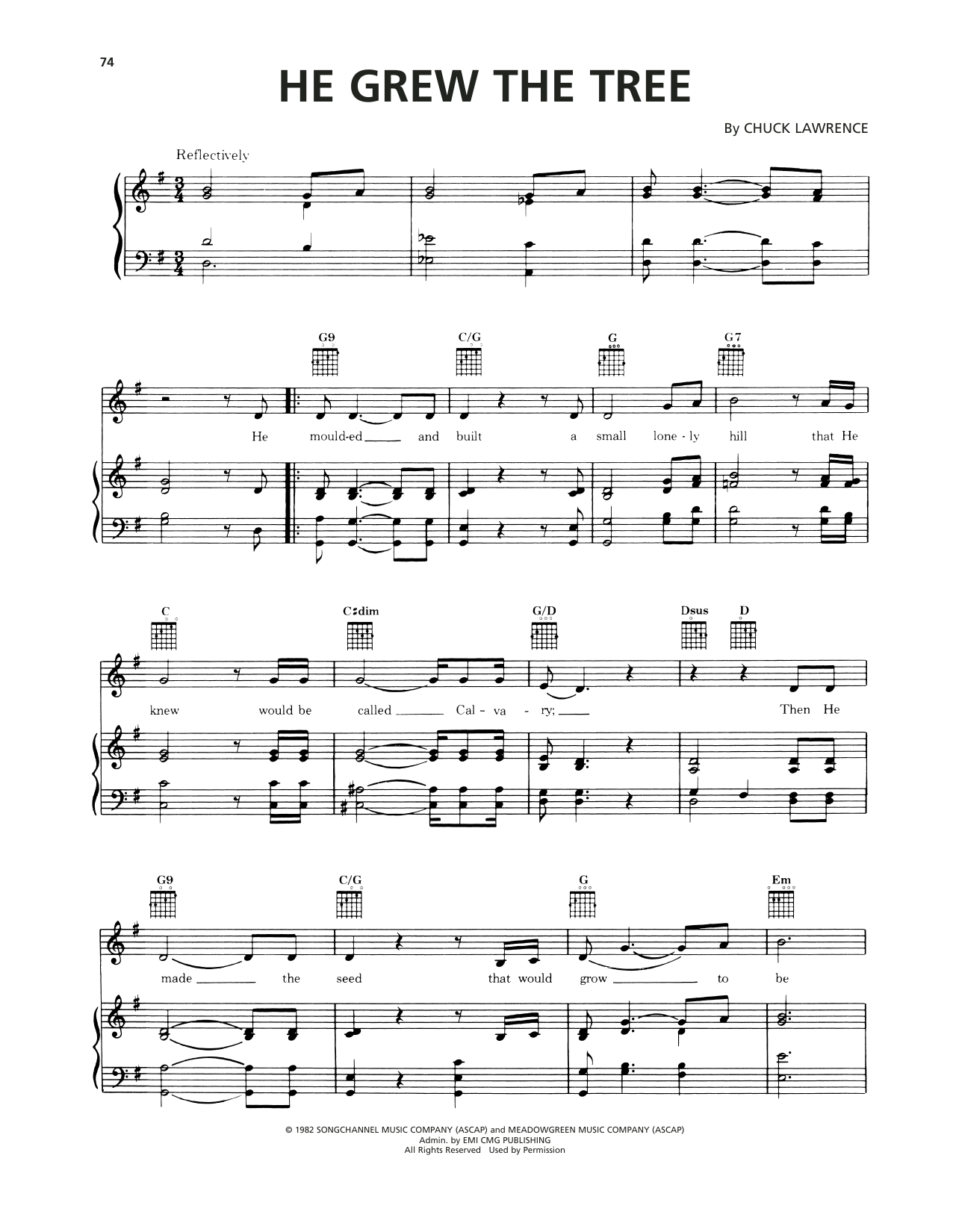 Chuck Lawrence He Grew The Tree sheet music notes and chords arranged for Piano, Vocal & Guitar Chords (Right-Hand Melody)