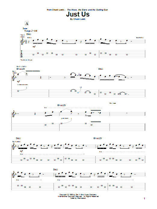 Learn to play Chuck Loeb Just Us sheet music for Guitar Tab in minutes. Price: 7.8900$ Chuck Loeb Just Us sheet music notes and chords arranged for Guitar Tab