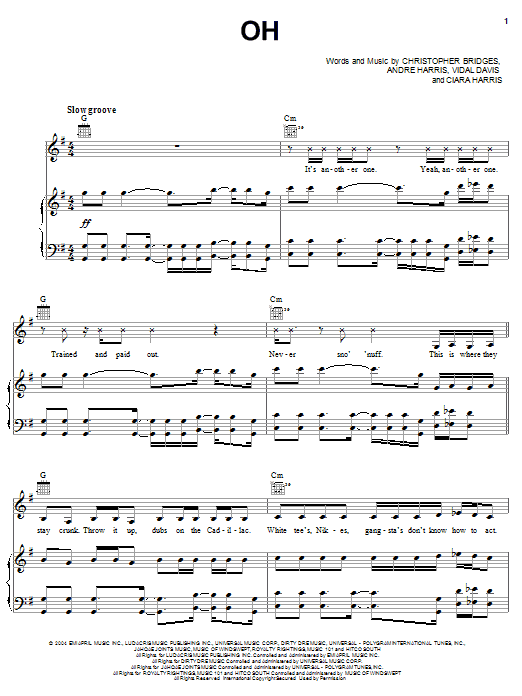 Learn to play Ludacris Oh sheet music for Piano, Vocal & Guitar Chords (Right-Hand Melody) in minutes. Price: 7.8900$ Ludacris Oh sheet music notes and chords arranged for Piano, Vocal & Guitar Chords (Right-Hand Melody)