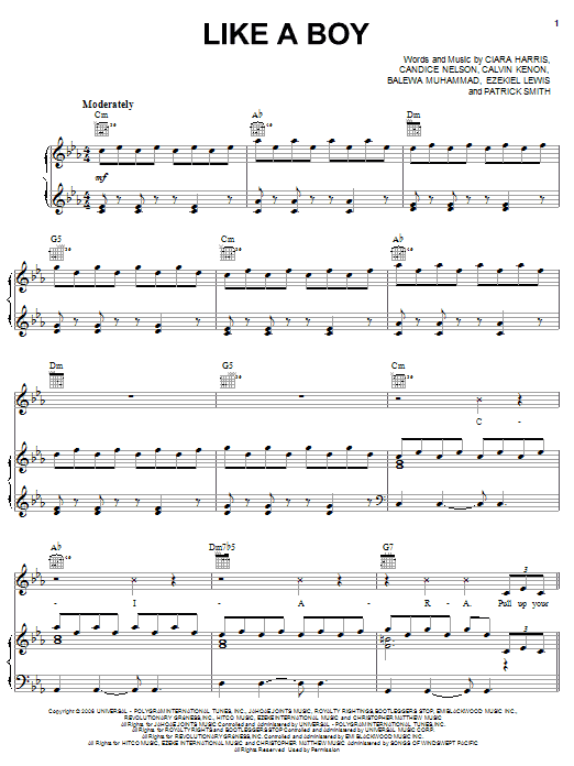 Ciara Like A Boy sheet music notes and chords. Download Printable PDF.