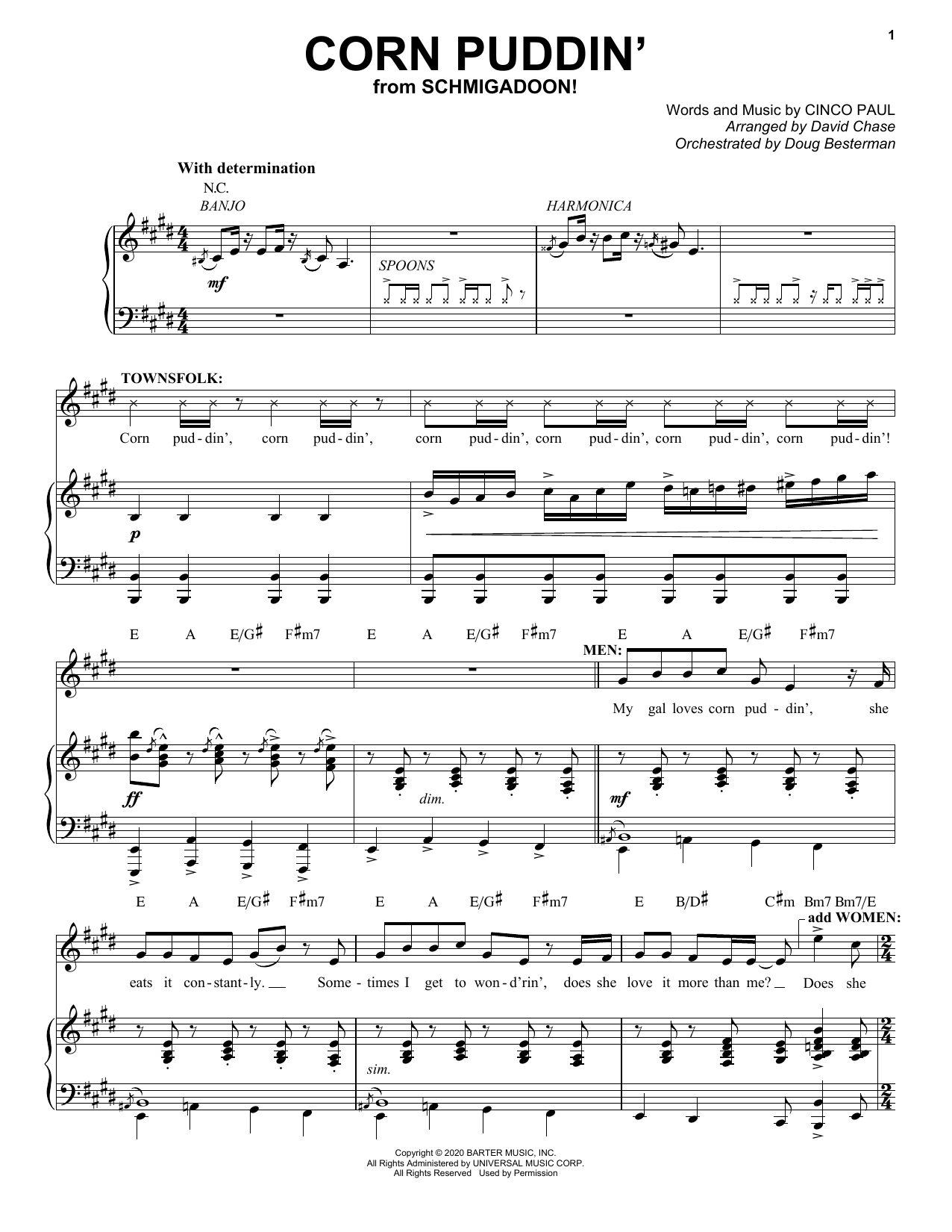 Learn to play Cinco Paul Corn Puddin' (from Schmigadoon!) sheet music for Piano & Vocal in minutes. Price: 7.8900$ Cinco Paul Corn Puddin' (from Schmigadoon!) sheet music notes and chords arranged for Piano & Vocal
