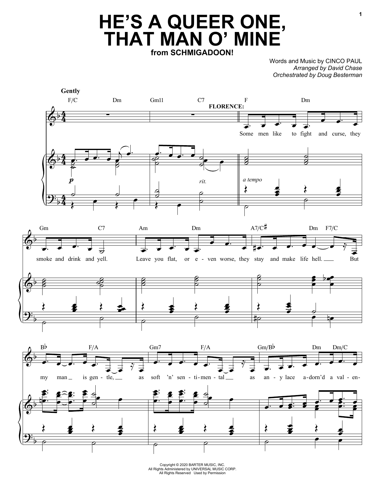 Learn to play Cinco Paul He's A Queer One, That Man O' Mine (from Schmigadoon!) sheet music for Piano & Vocal in minutes. Price: 7.8900$ Cinco Paul He's A Queer One, That Man O' Mine (from Schmigadoon!) sheet music notes and chords arranged for Piano & Vocal