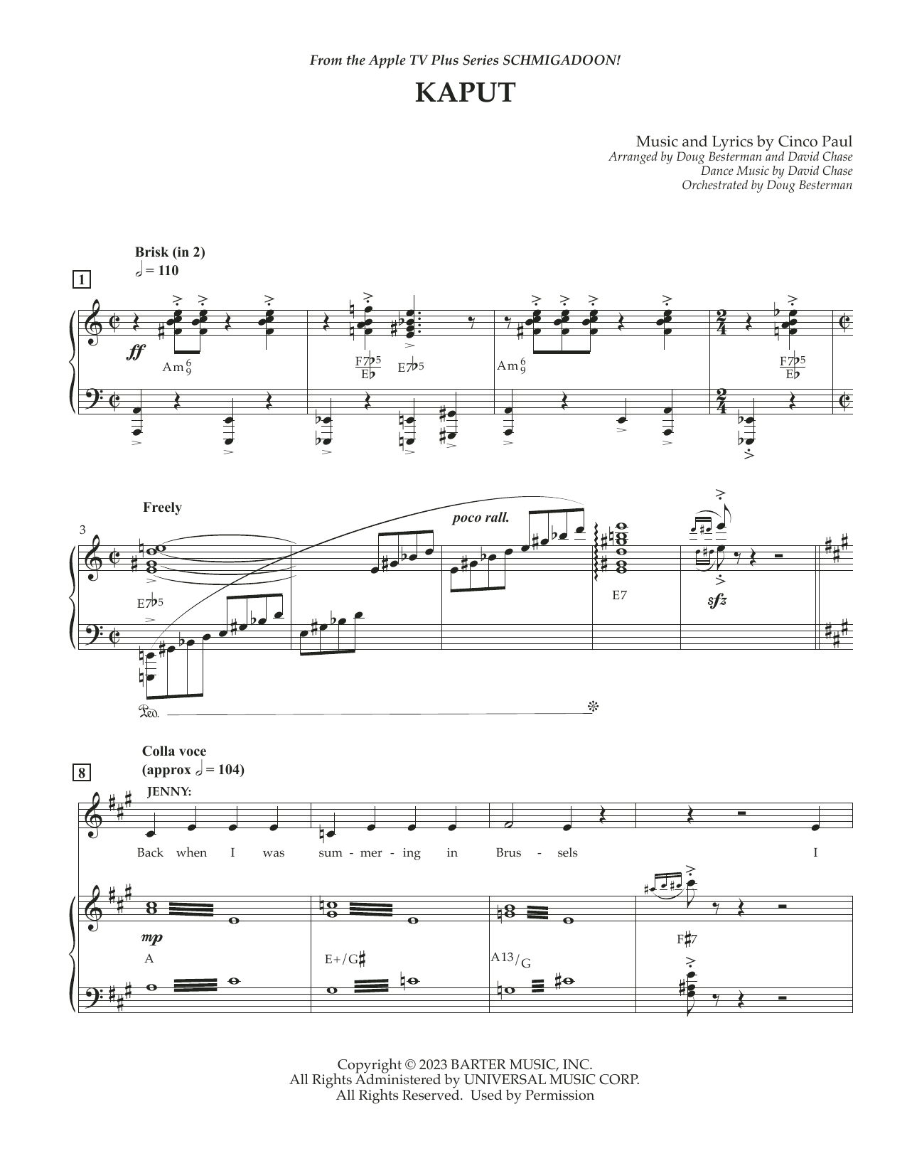 Cinco Paul Kaput (from Schmigadoon! Season 2) sheet music notes and chords. Download Printable PDF.