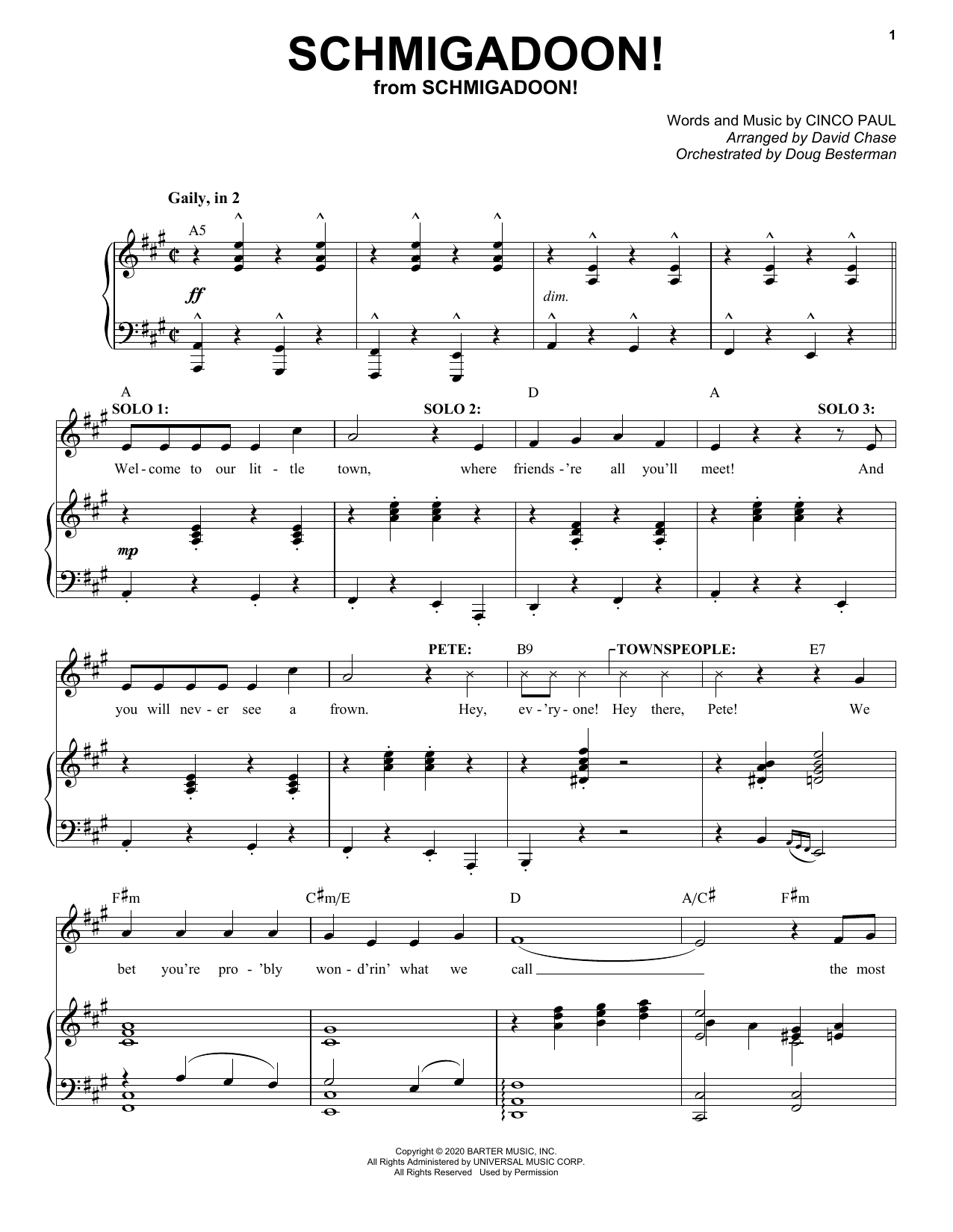Learn to play Cinco Paul Schmigadoon! sheet music for Piano & Vocal in minutes. Price: 7.8900$ Cinco Paul Schmigadoon! sheet music notes and chords arranged for Piano & Vocal