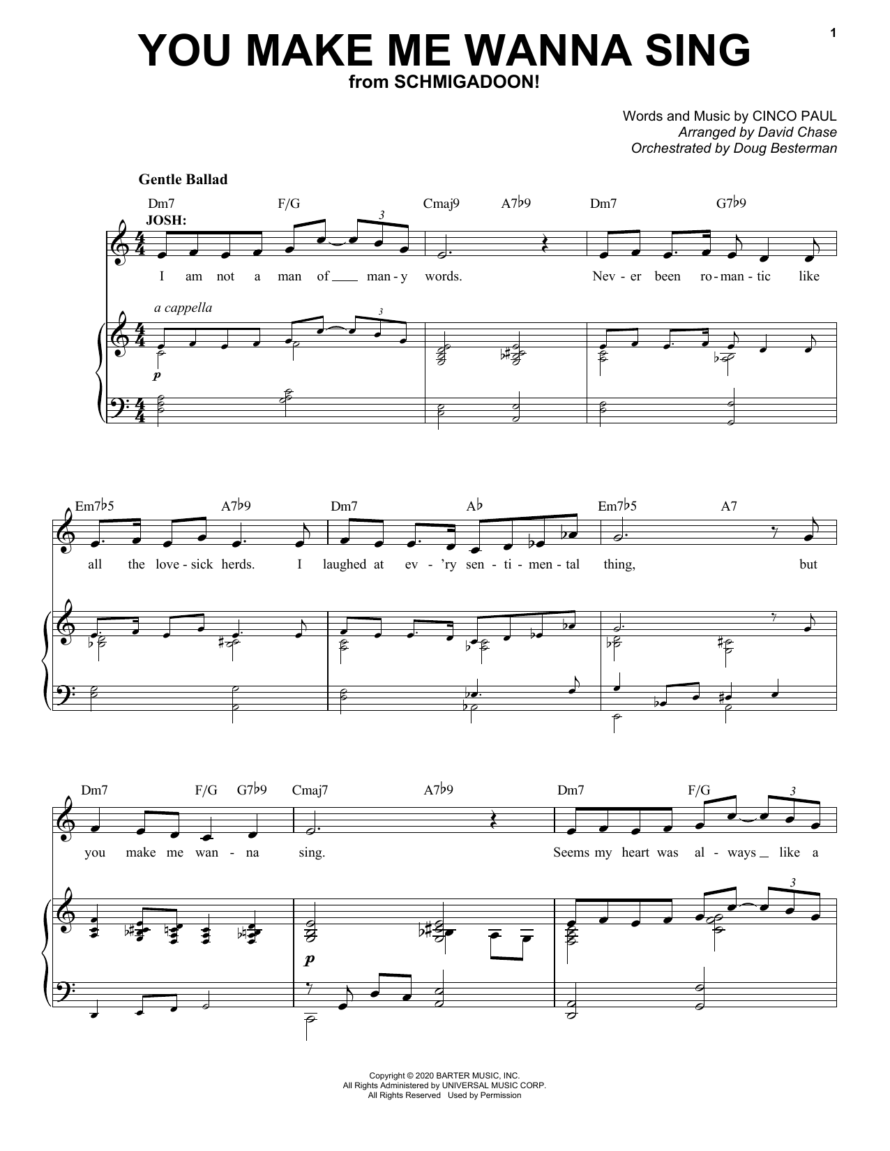 Learn to play Cinco Paul You Make Me Wanna Sing (from Schmigadoon!) sheet music for Piano & Vocal in minutes. Price: 7.8900$ Cinco Paul You Make Me Wanna Sing (from Schmigadoon!) sheet music notes and chords arranged for Piano & Vocal