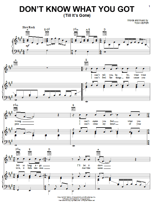 Cinderella Don't Know What You Got (Till It's Gone) sheet music notes and chords. Download Printable PDF.