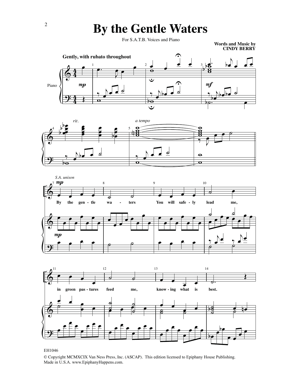 Cindy Berry By the Gentle Waters sheet music notes and chords. Download Printable PDF.