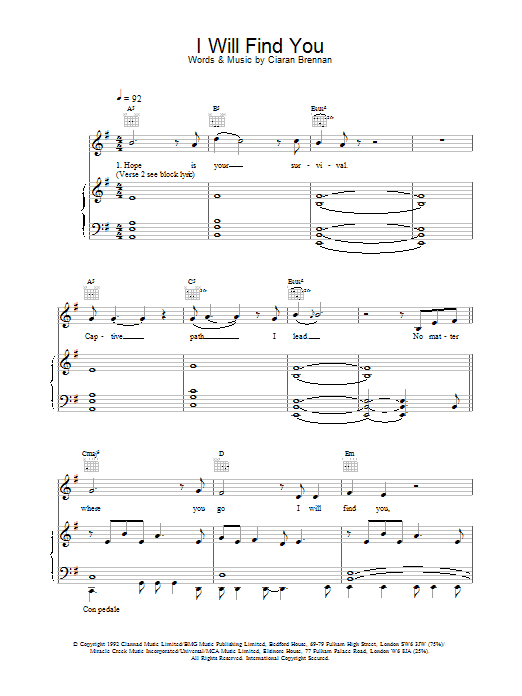 Clannad I Will Find You sheet music notes and chords. Download Printable PDF.