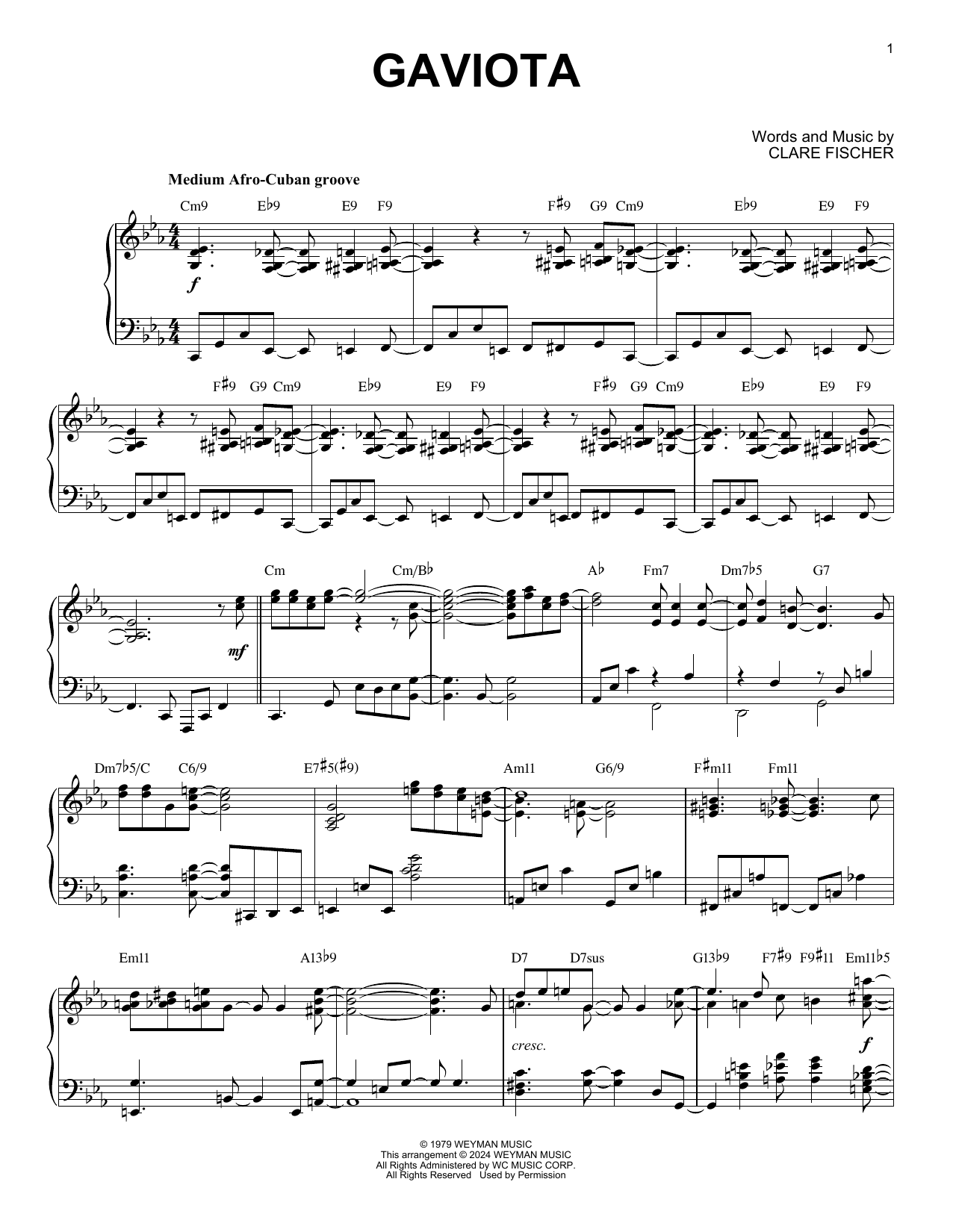 Clare Fischer Gaviota (arr. Brent Edstrom) sheet music notes and chords. Download Printable PDF.